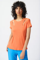 Joseh Ribkoff Mandarin Cutout Top Style 241245