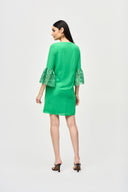 Joseph Ribkoff Island Green Georgette and Guipure Trapeze Dress Style 241252