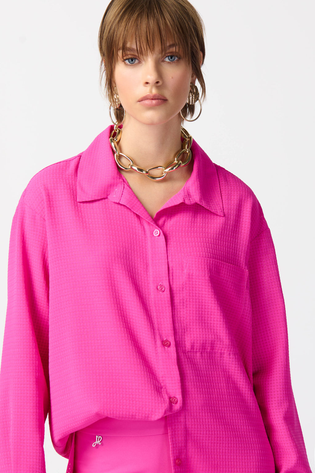 Joseph Ribkoff Ultra Pink Long Textured Blouse Style 241259