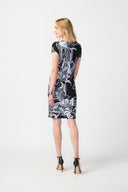 Joseph Ribkoff Black/Vanilla Floral Print Sheath Dress Style 241284