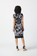 Joseph Ribkoff Black/Multi Geometric Print Wrap Dress Style 241295