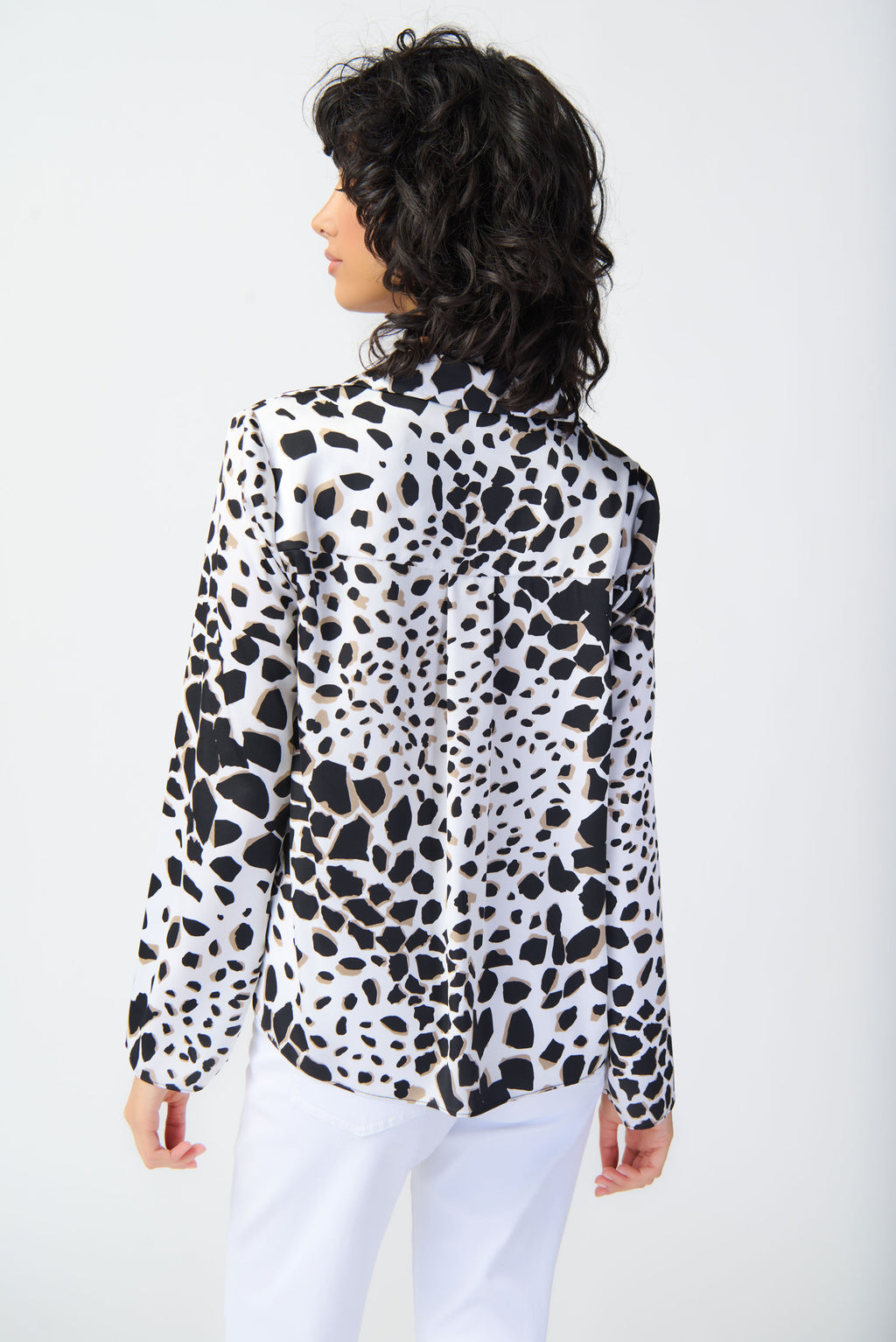 Jospeh Ribkoff Vanilla/Multi Animal Print Top with Cowl Neckline Style 241303
