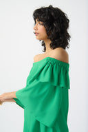 Joseph Ribkoff Island Green Off-Shoulder Flared Top Style 241305