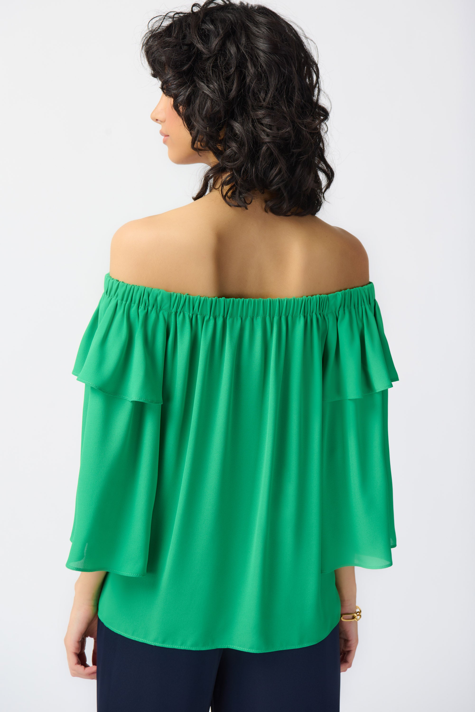 Emerald green off 2025 the shoulder top