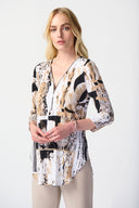 Joseph Ribkoff Vanilla/Multi Boxy Tunic Style 241310