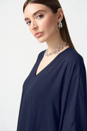 Joseph Ribkoff Midnight Blue Georgette Ruffled Poncho Tunic Style 241311