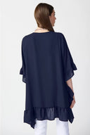 Joseph Ribkoff Midnight Blue Georgette Ruffled Poncho Tunic Style 241311