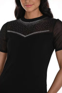 Frank Lyman Black Mesh Top With Rhinestones Style 241311U