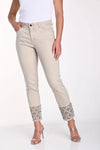 Frank Lyman Beige Jeans with Cut-out Embroidered Hem Style 241314U