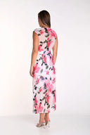 Frank Lyman Off-White/Pink Floral Print Wrap Maxi Dress Style 241335U