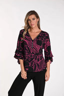 Frank Lyman Black/Fuchsia V-Neckline Top Style 241484