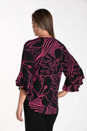 Frank Lyman Black/Fuchsia V-Neckline Top Style 241484