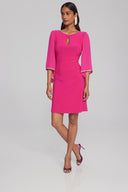 Joseph Ribkoff Shocking Pink Dress with Chiffon Sleeves Style 241709