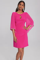 Joseph Ribkoff Shocking Pink Dress with Chiffon Sleeves Style 241709