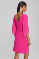 Joseph Ribkoff Shocking Pink Dress with Chiffon Sleeves Style 241709