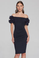 Joseph Ribkoff Midnight Blue Off-the-Shoulder Sheath Dress Style 241740