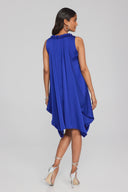 Joseph Ribkoff Royal Sapphire Satin Sleeveless Cocoon Dress Style 241750