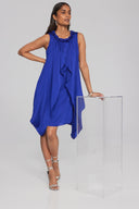 Joseph Ribkoff Royal Sapphire Satin Sleeveless Cocoon Dress Style 241750