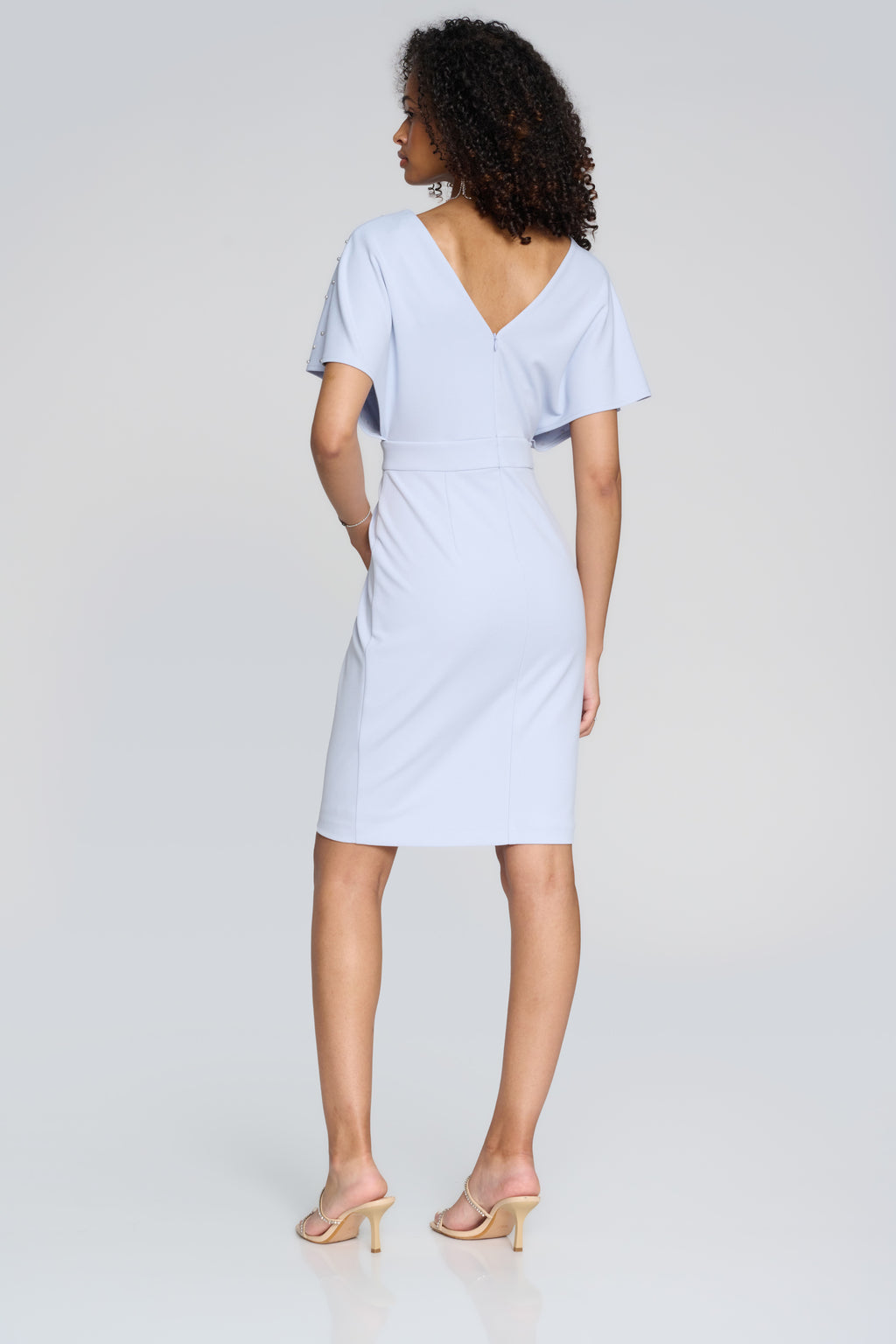 Joseph Ribkoff Celestial Blue Wrap Dress with Pearl Detail Style 241761
