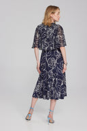 Joseph Ribkoff Midnight Blue/Vanilla Floral Print Dress Style 241764