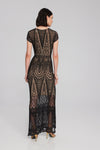 Joseph Ribkoff Black/Nude Embroidered Lace Trumpet Gown Style 241776