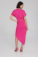 Joseph Ribkoff Shocking Pink Asymmetrical Flowy Wrap Dress Style 241777