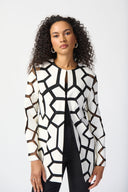 Joseph Ribkoff Vanilla/Black Laser-Cut Leatherette on Mesh Jacket Style 241905