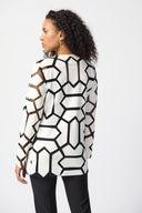 Joseph Ribkoff Vanilla/Black Laser-Cut Leatherette on Mesh Jacket Style 241905