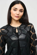 Joseph Ribkoff Black Laser-Cut Leatherette on Mesh Jacket Style 241905