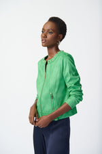 Joseph Ribkoff Island Green Foiled Faux Suede Jacket Style 241909