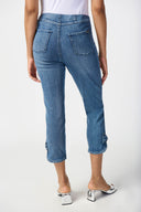 Joseph Ribkoff Medium Blue Slim Crop Jeans with Bow Detail Style 241913