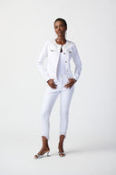 Joseph Ribkoff White Cropped Jeans with Frayed Hem Style 241921