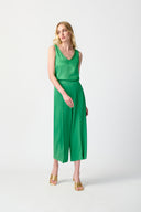 Joseph Ribkoff Island Green Satin Cami with Gold Chain Detail Style 241928