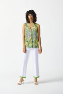 Joseph Ribkoff White/Multi Straight Pull-On Pants Style 242006