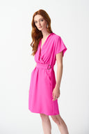 Joseph Ribkoff Ultra Pink Belted Wrap Dress Style 242013