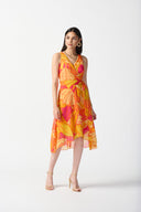 Pink/Multi Tropical Print Fit and Flare Dress Style 242015