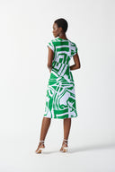 Joseph Ribkoff Green/Vanilla Abstract Print Wrap Dress Style 242020