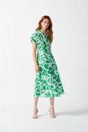 Joseph Ribkoff Green/Vanilla Floral Print Flowy Wrap Dress Style 242030