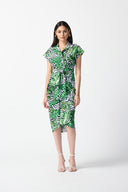 Joseph Ribkoff Vanilla/Multi Tropical Print Shirt Dress Style 242033