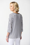 Joseph Ribkoff Vanilla/Midnight Blue Flared Striped Top Style 242049