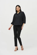 Joseph Ribkoff Black Buttoned Collar Boxy Top Style 242057