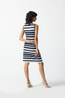 Joseph Ribkoff Midnight Blue/Off-White Sleeveless Sheath Dress Style 242077