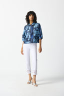 Joseph Ribkoff Blue/Multi Abstract Print Boxy Jacket Style 242105