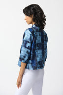 Joseph Ribkoff Blue/Multi Abstract Print Boxy Jacket Style 242105