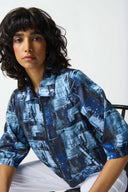 Joseph Ribkoff Blue/Multi Abstract Print Boxy Jacket Style 242105