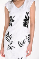 Frank Lyman Off-White/Black Floral Print Sleeveless Dress Style 242110