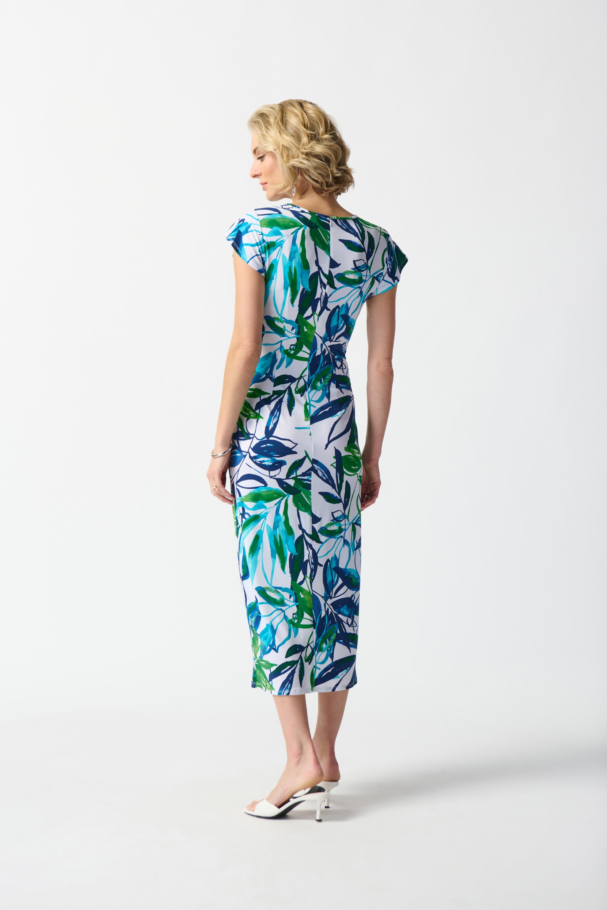 Joseph Ribkoff Vanilla/Multi Tropical Print Sheath Dress Style 