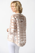 Joseph Ribkoff Beige/Off-White Shadow Stripe Organza Swing Jacket Style 242170