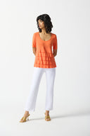 Joseph Ribkoff Mandarin Flared Ruffle Top Style 242214