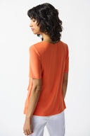 Joseph Ribkoff Mandarin Flared Ruffle Top Style 242214